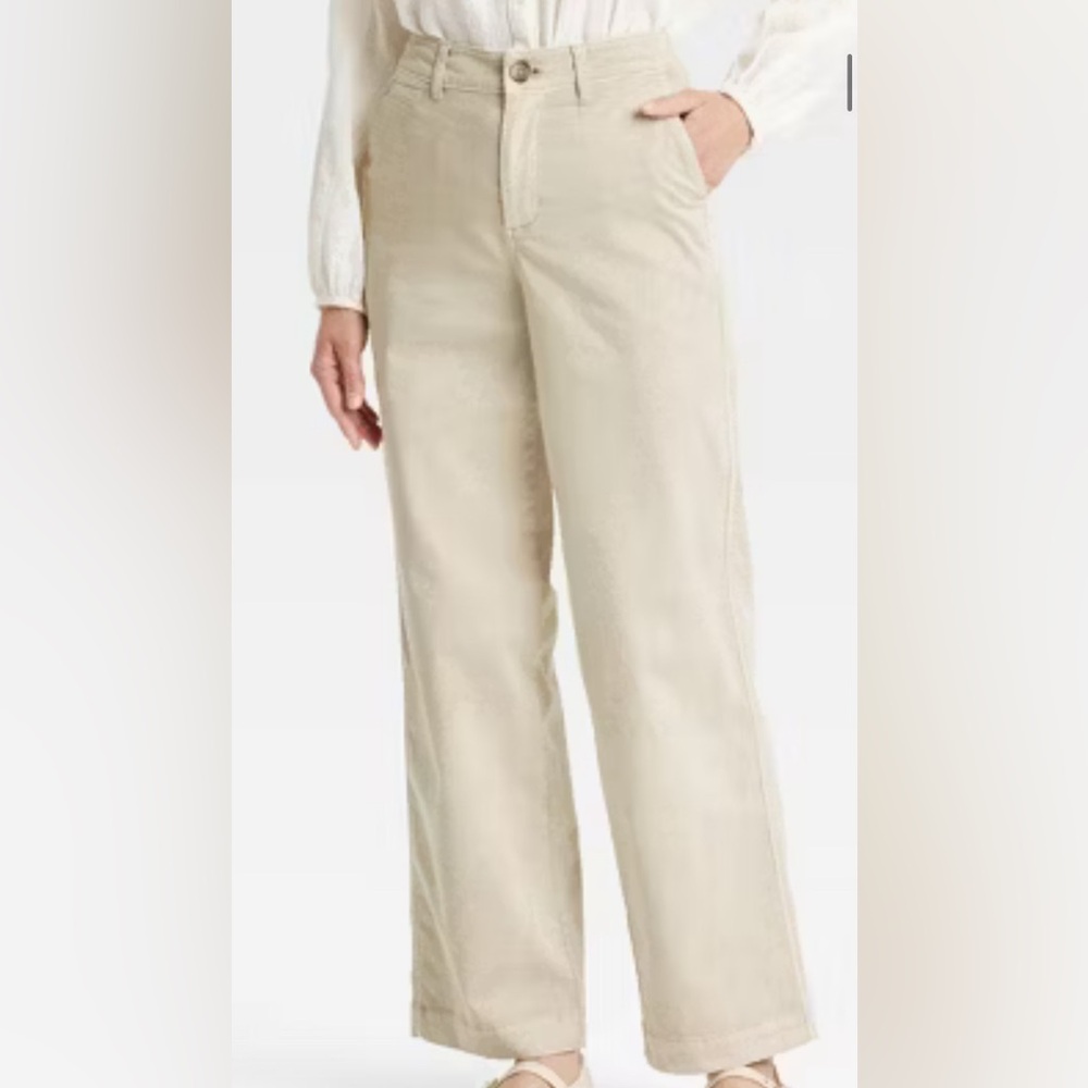 a new day Tan‎ Chinos wide-Leg Cotton Twill